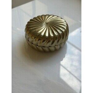Vintage gold metal trinket box jar